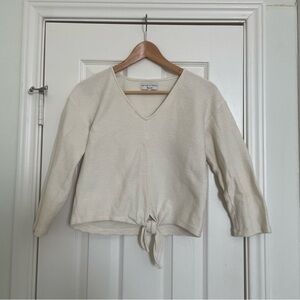 Madewell Texture & Thread Long-Sleeve Tie-Front Top / SMALL / ANTIQUE CREAM